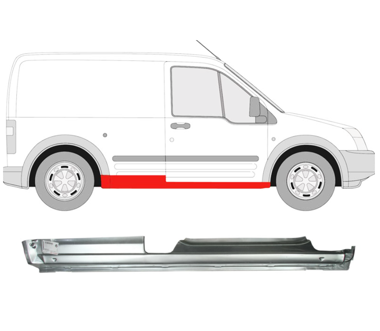 Ford Transit Connect (03-/06-/09-) Slenkstis (trumpo, 2D, dešinė), 2T14 V10130 AA, 2T14V10130AA, 4 429 658, 325642, 5901532963403, Ford Transit Connect slenksciai, 2T14 V10130 AA, 2T14V10130AA, 4 429 658, 325642, 5901532963403, Ford Transit Connect slenksciai