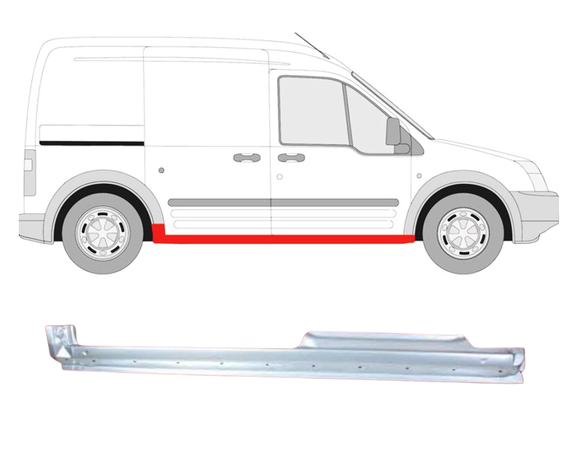 Ford Transit Connect (03-/06-/09-) Slenkstis (ilgo, 4D, dešinė), 5 127 996, 9T16 V10130 DB, 9T16V10130DB, 325642-1, 5901532821031, ford Transit Connect 2003 durų slenkstis, 5 127 996, 9T16 V10130 DB, 9T16V10130DB, 325642-1, 5901532821031, ford Transit Connect 2003 durų slenkstis