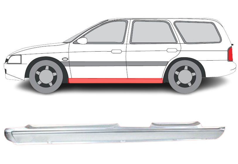 Ford Escort (90-) Slenkstis (4D, kairė), slenksčiai, 224041, 320641-1, 1854103, 5901532077858, Ford Escort slenkstis, slenksčiai, 224041, 320641-1, 1854103, 5901532077858, Ford Escort slenkstis